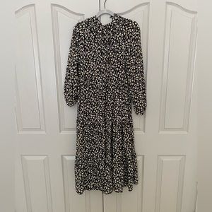 ZARA long sleeve drop waist midi dress